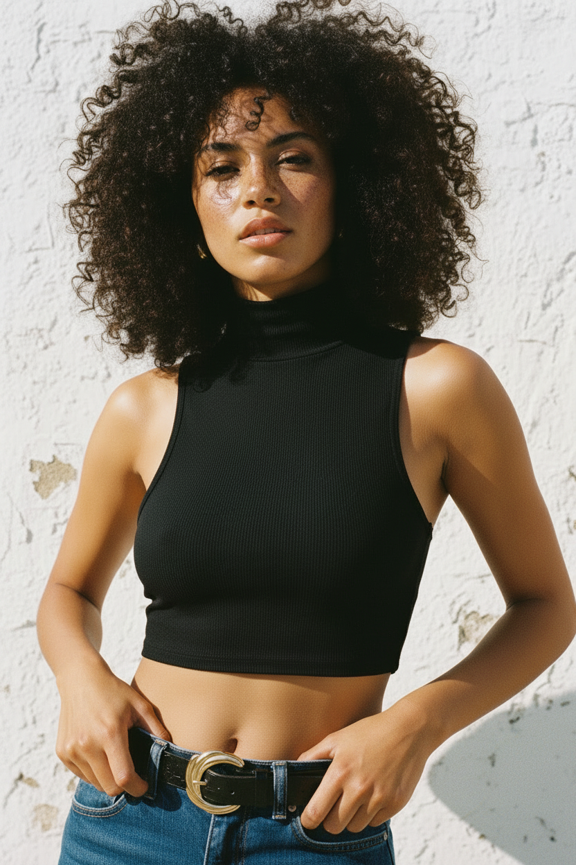Black Crop Top – Natural Shot 1