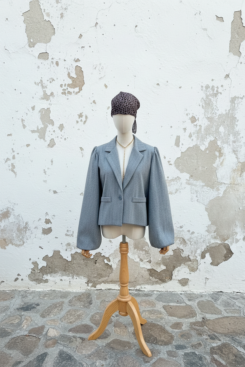 Glitzer Blazer mit Puffärmeln – LACLARA mediterrane Mode