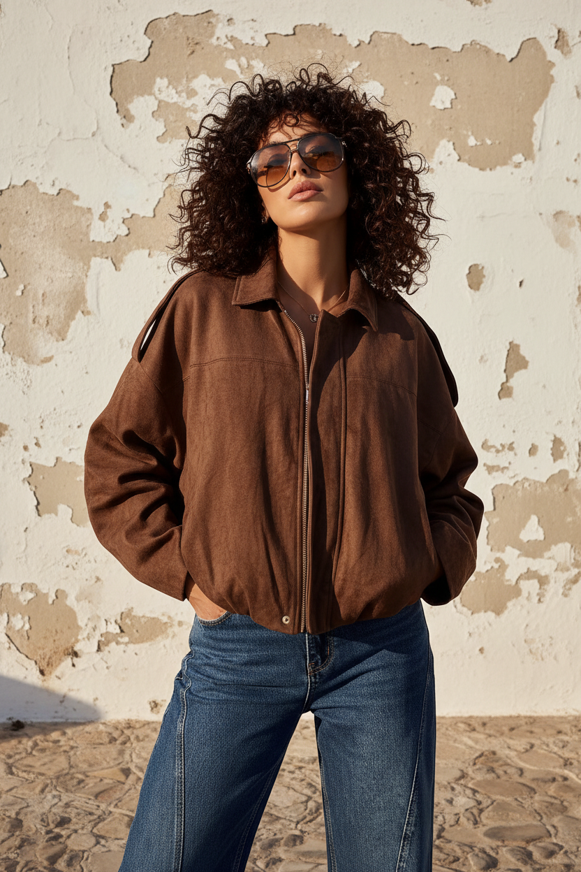 Übergangsjacke im Wildledereffekt – LACLARA mediterrane Mode
