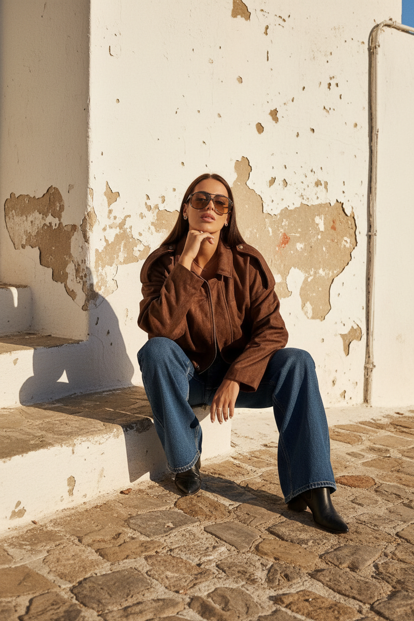 Übergangsjacke im Wildledereffekt – LACLARA mediterrane Mode