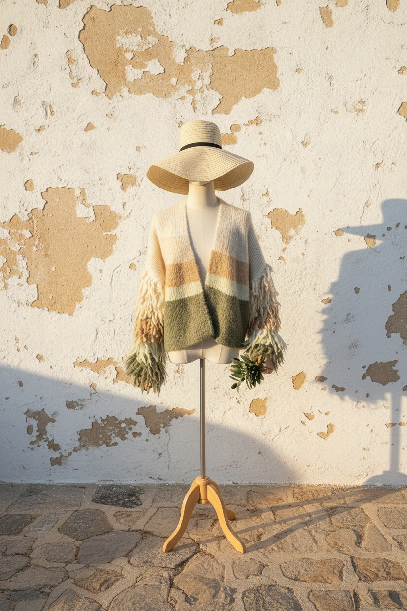 Boho Strickjacke – Nahaufnahme Mannequin