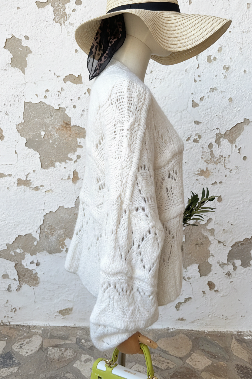 Strickjacke Weiß – Seitenansicht 2