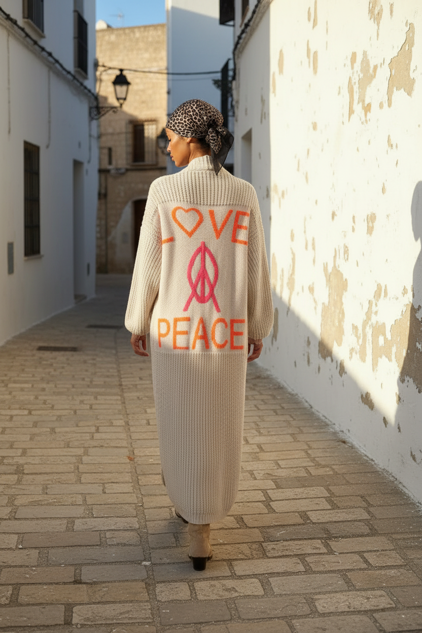Oversized Maxi Cardigan Love & Peace – LACLARA mediterrane Mode