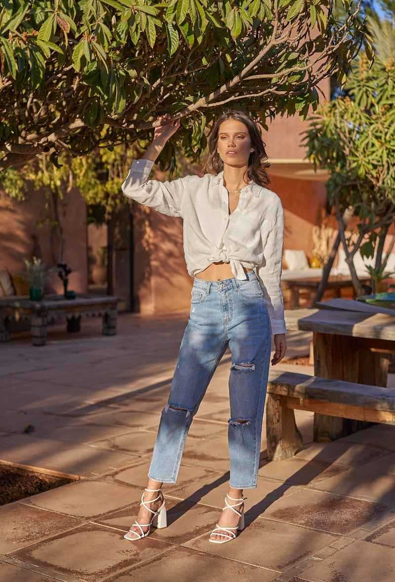 Boyfriend Jeans Destroyed Hellblau