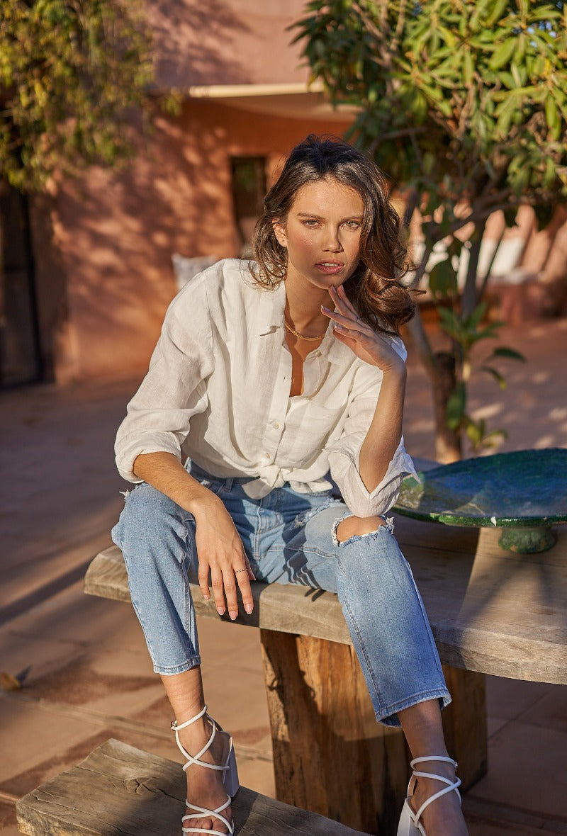 Boyfriend Jeans Destroyed Hellblau – LACLARA mediterrane Mode