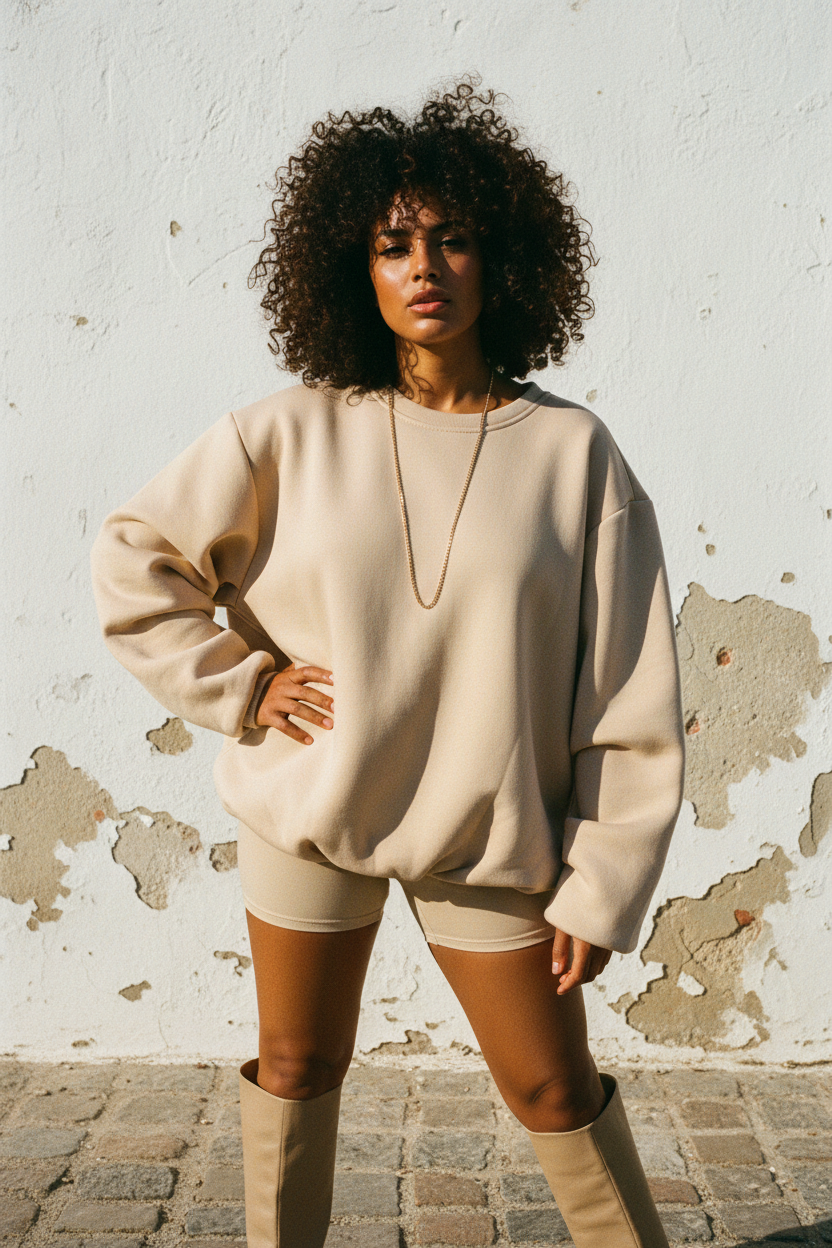 Oversized Pullover – Seitenansicht Mannequin