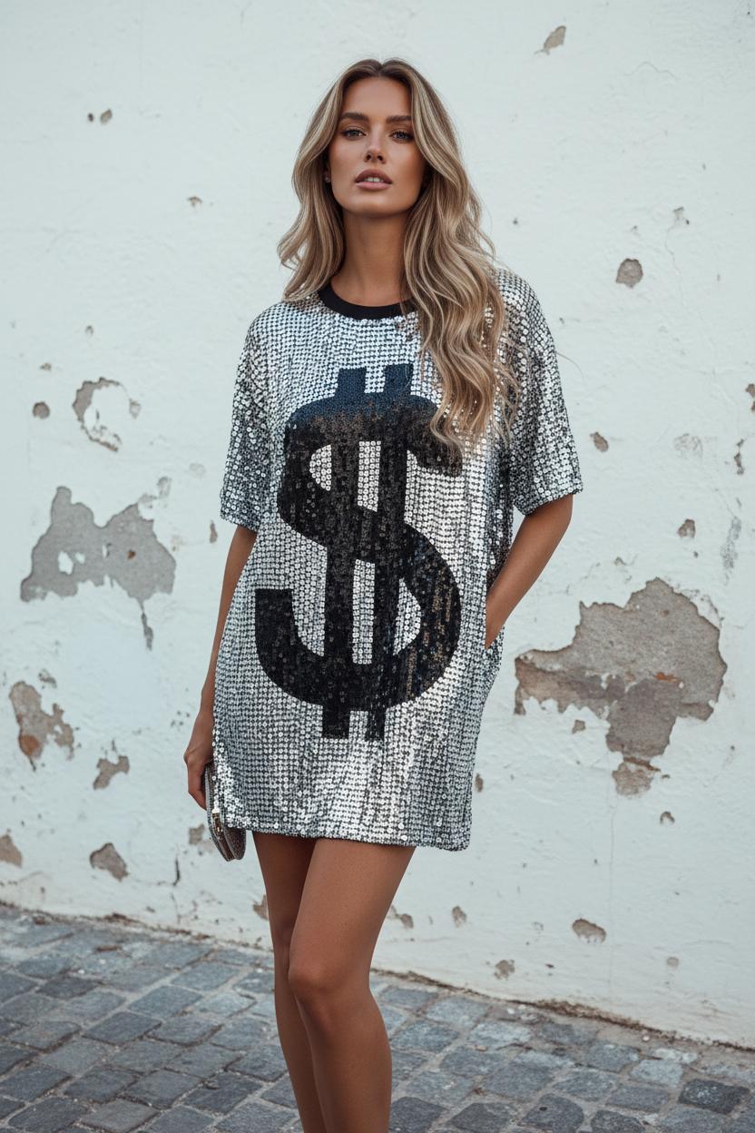Dollar Pailletten Kleid – LACLARA mediterrane Mode