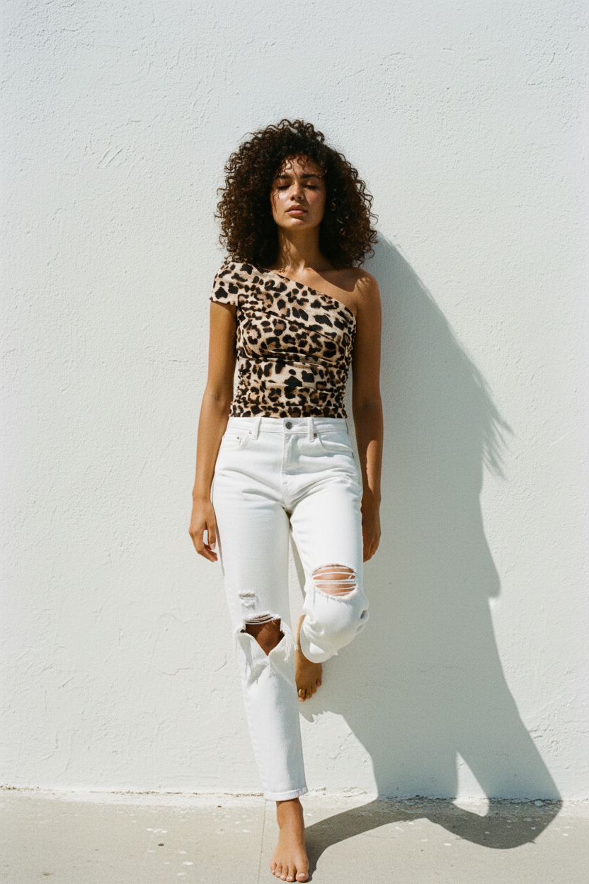 Leopard One-Shoulder Top – Sonnenlicht