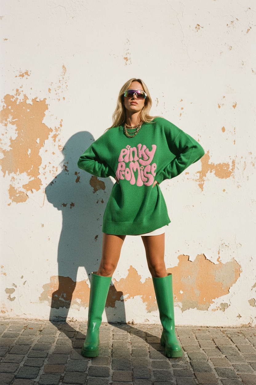 Oversized Pullover Pinky Promise Grün – Edgy