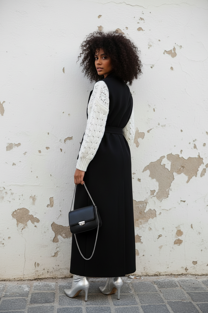 Schwarze Long Weste – LACLARA mediterrane Mode