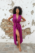 Magenta Long Weste – Schlitz Detail