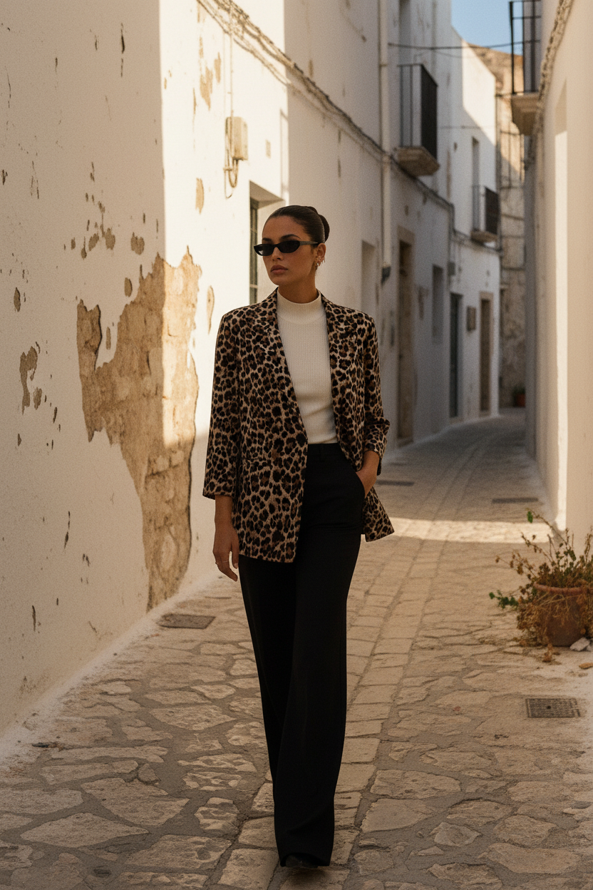 Oversized Leoparden-Blazer – Model Walking