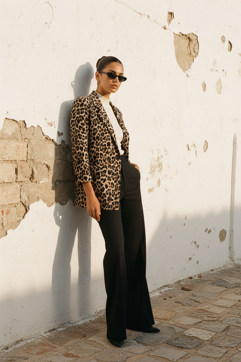 Oversized Leoparden-Blazer – Oversized Silhouette