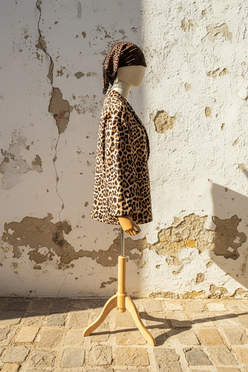 Oversized Leoparden-Blazer – Seite Mannequin mediterran