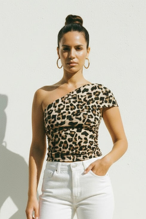 Leopard One-Shoulder Top – LACLARA mediterrane Mode