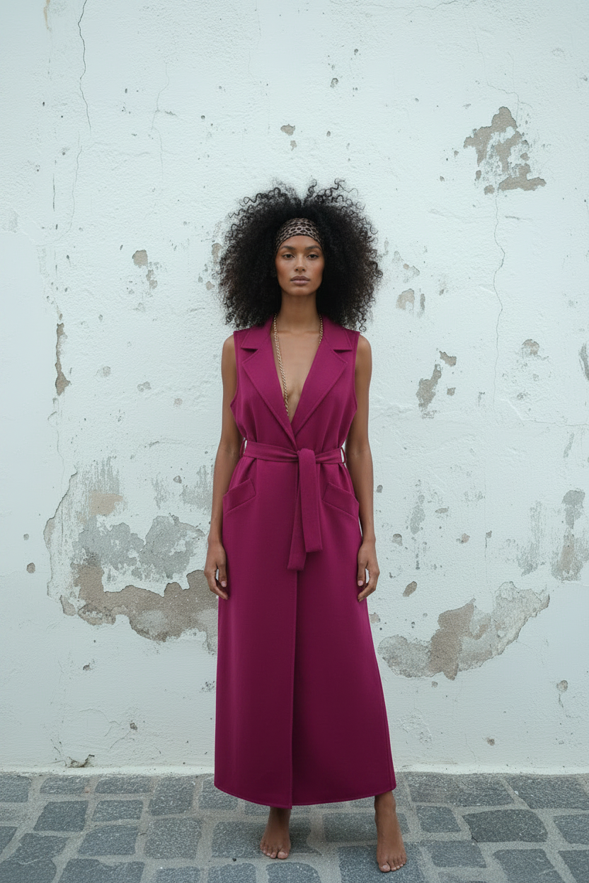 Magenta Long Weste – Referenzstil