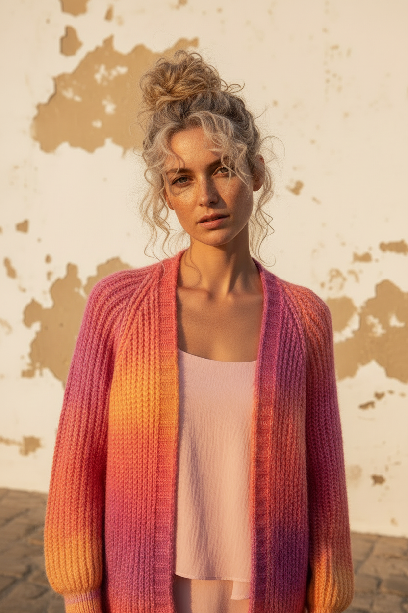 Venus Oversized Cardigan Sunset – Model Dutt
