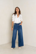 Wide-Leg Jeans Blau High Waist – LACLARA mediterrane Mode
