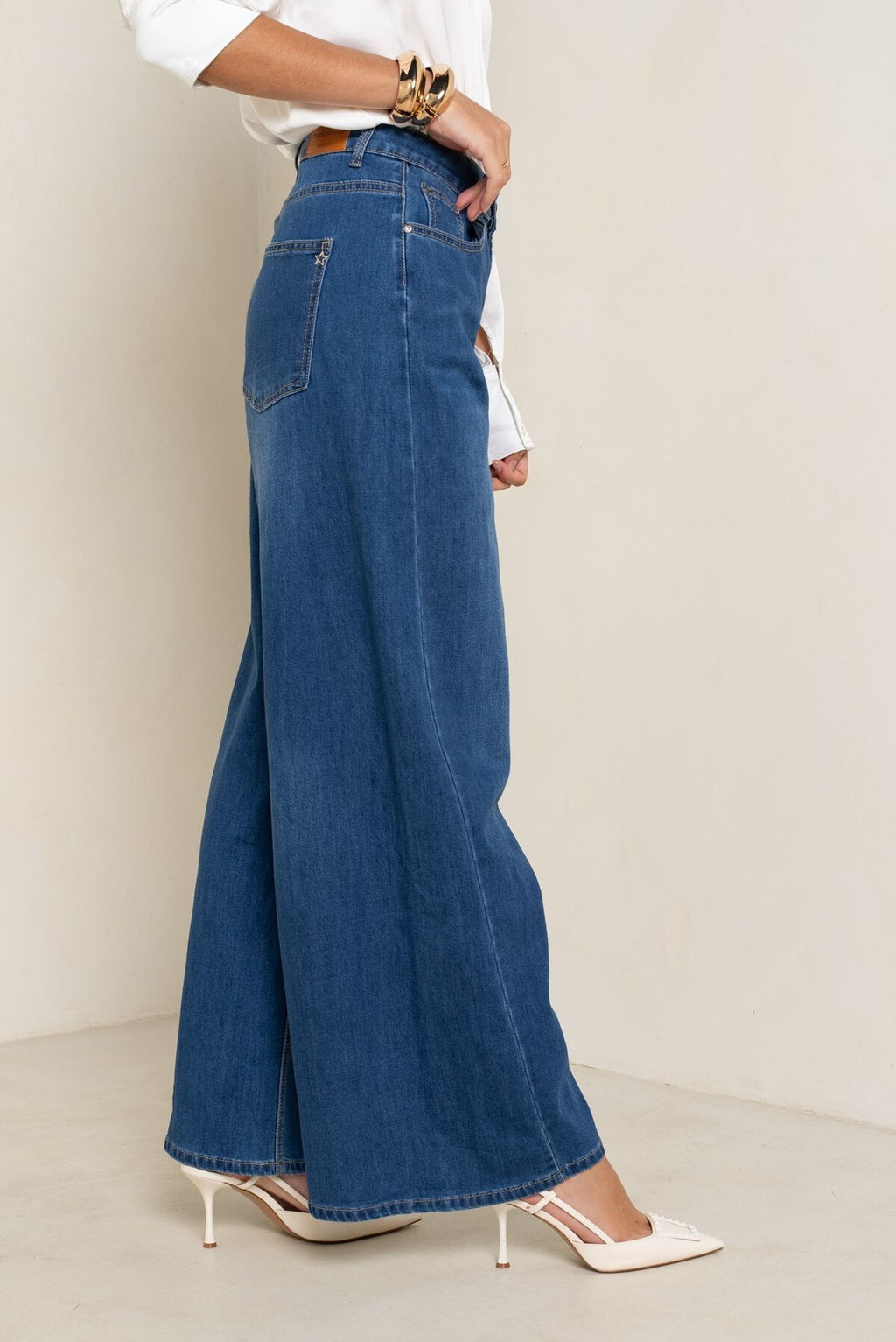 Wide-Leg Jeans Blau High Waist – LACLARA mediterrane Mode