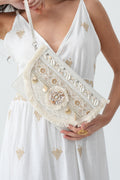 Boho Clutch – Ibiza Shell mit Muscheln & Spitze – LACLARA mediterrane Mode