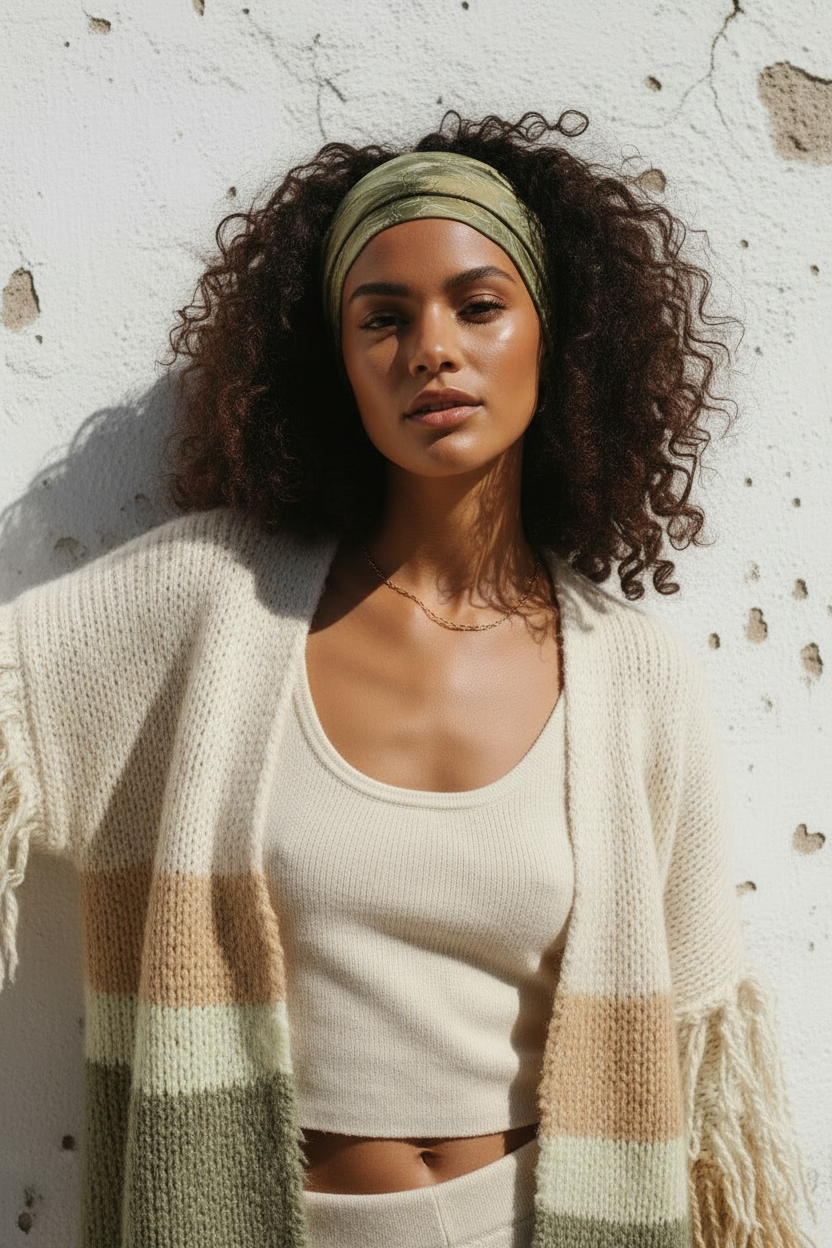 Boho Strickjacke – Portrait Close-up