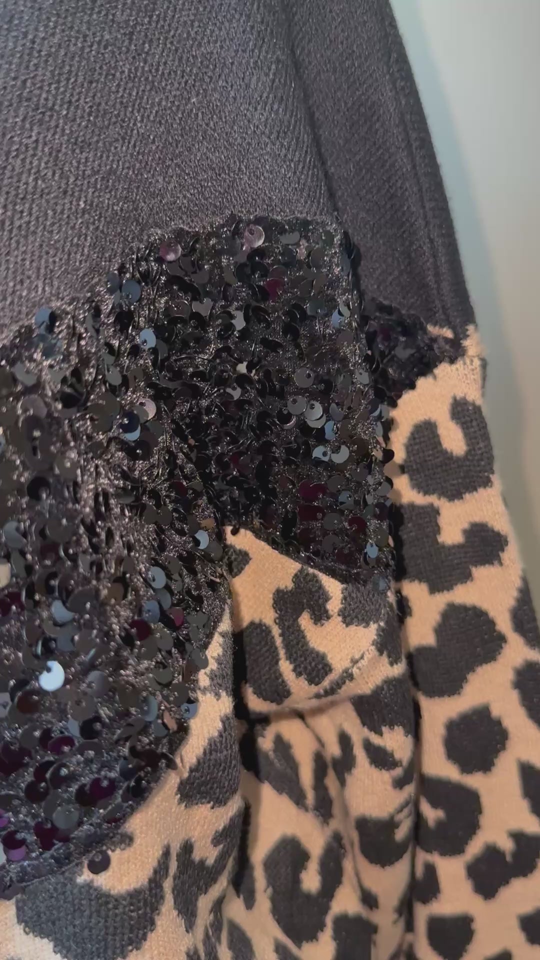 Leopard Strickpullover mit Pailletten