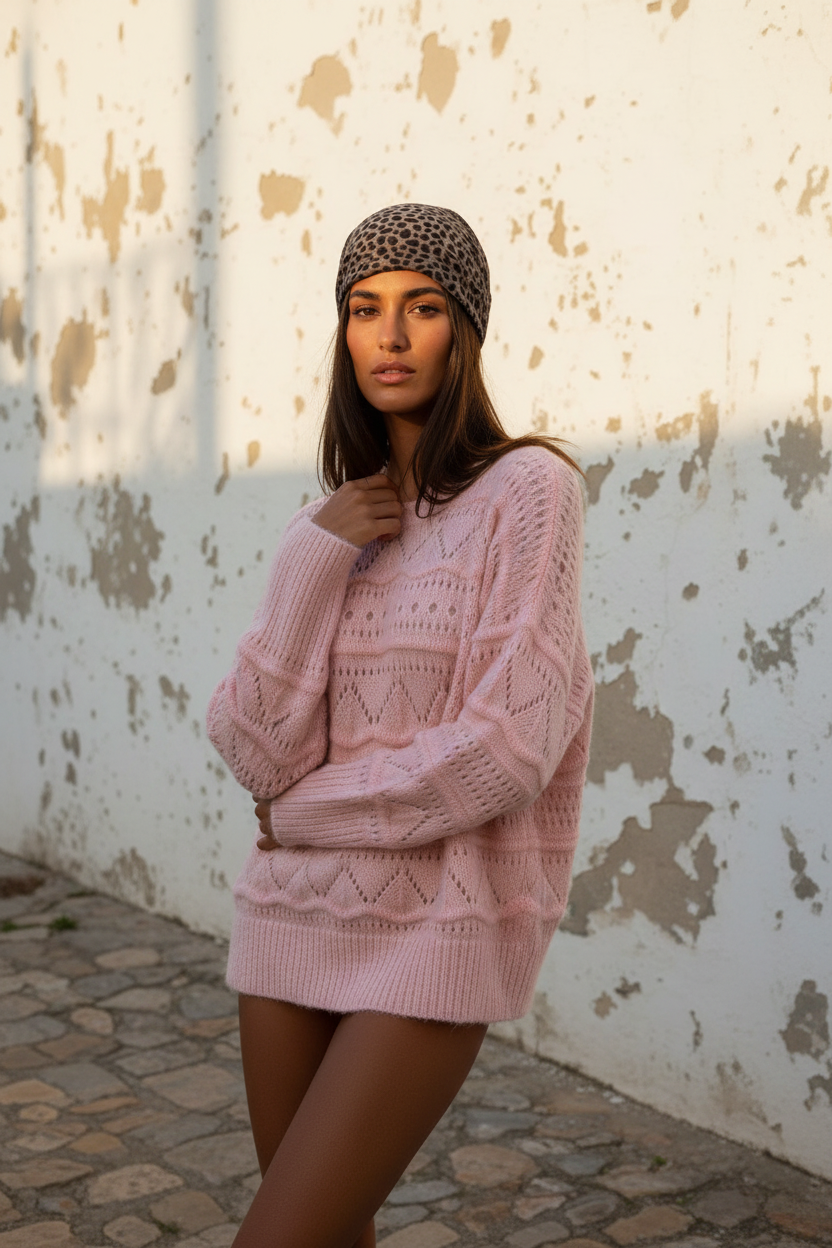 Rosa Strickpullover Model
