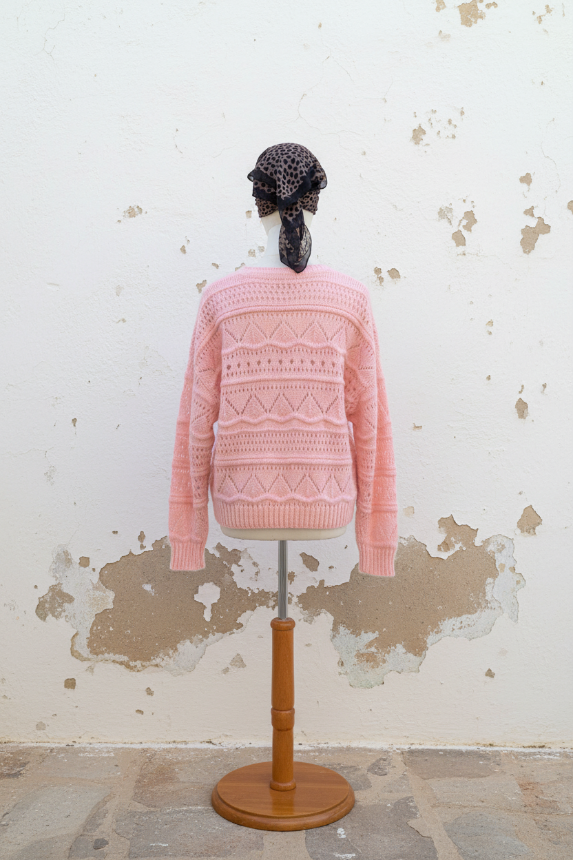 Rosa Strickpullover Rückenansicht
