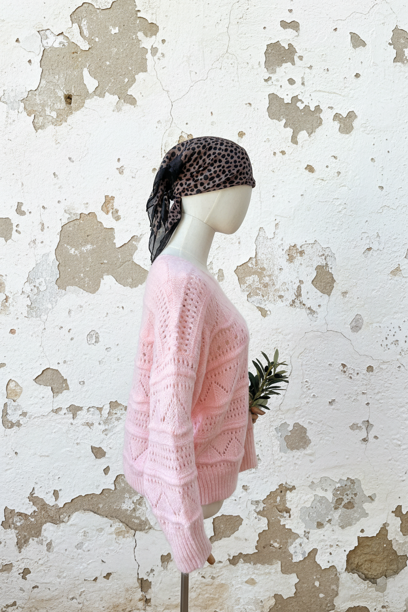 Rosa Strickpullover Seitenansicht