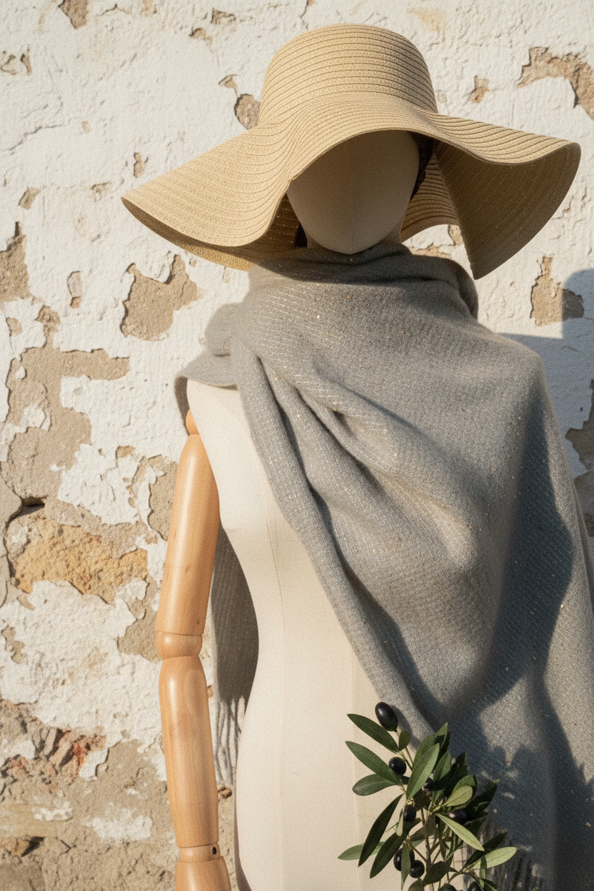 Goldschimmer Winterschal – Cape Close-up