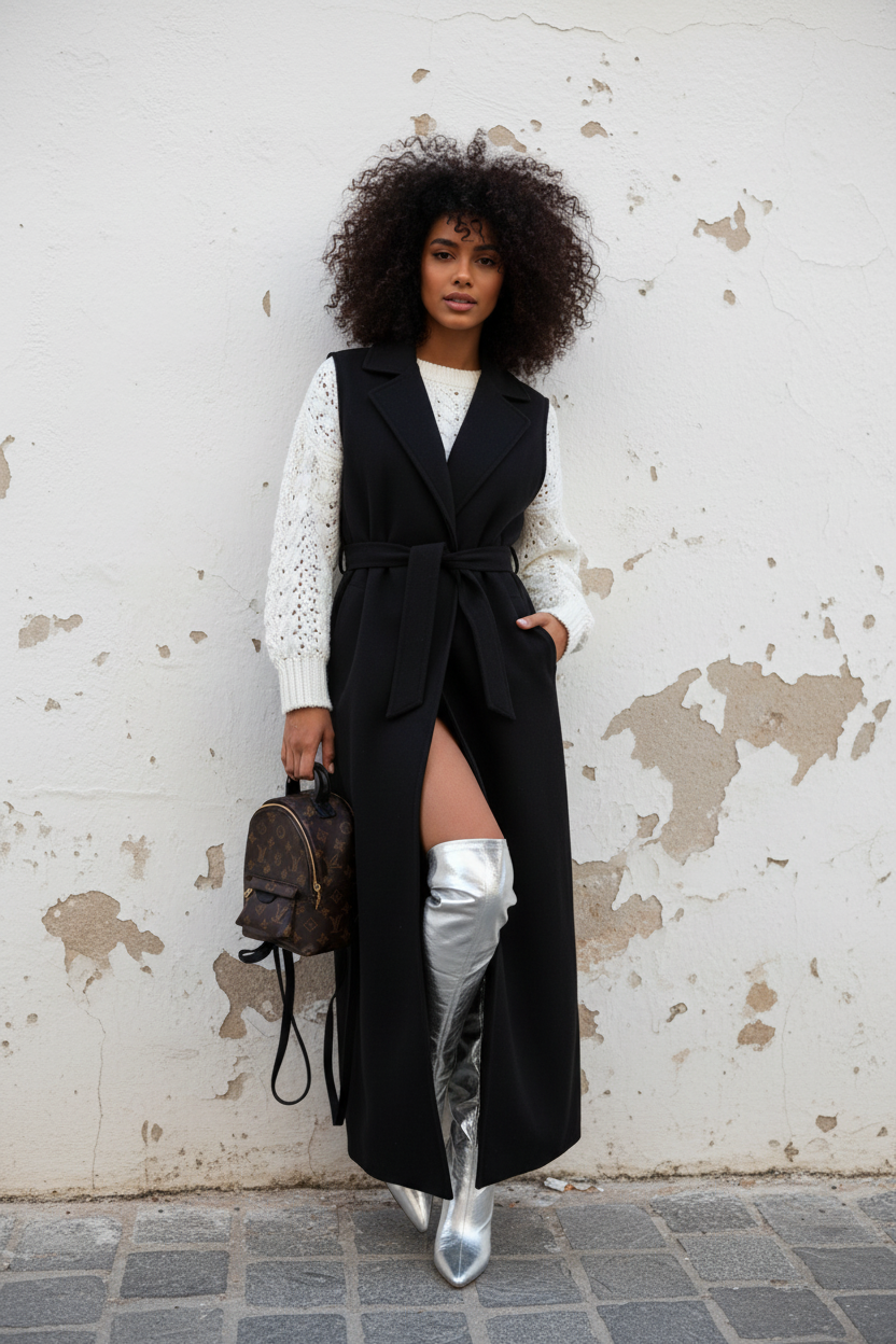 Schwarze Long Weste – LACLARA mediterrane Mode