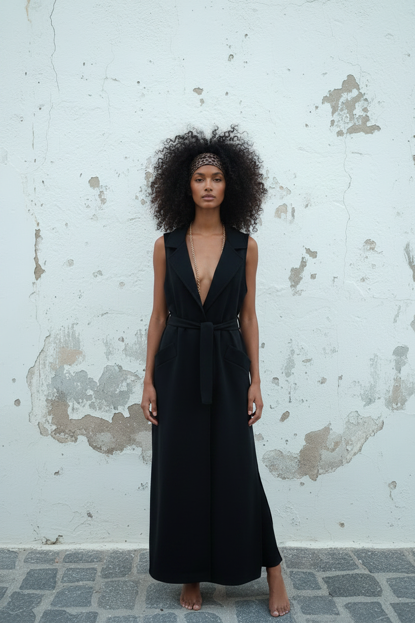 Schwarze Long Weste – LACLARA mediterrane Mode