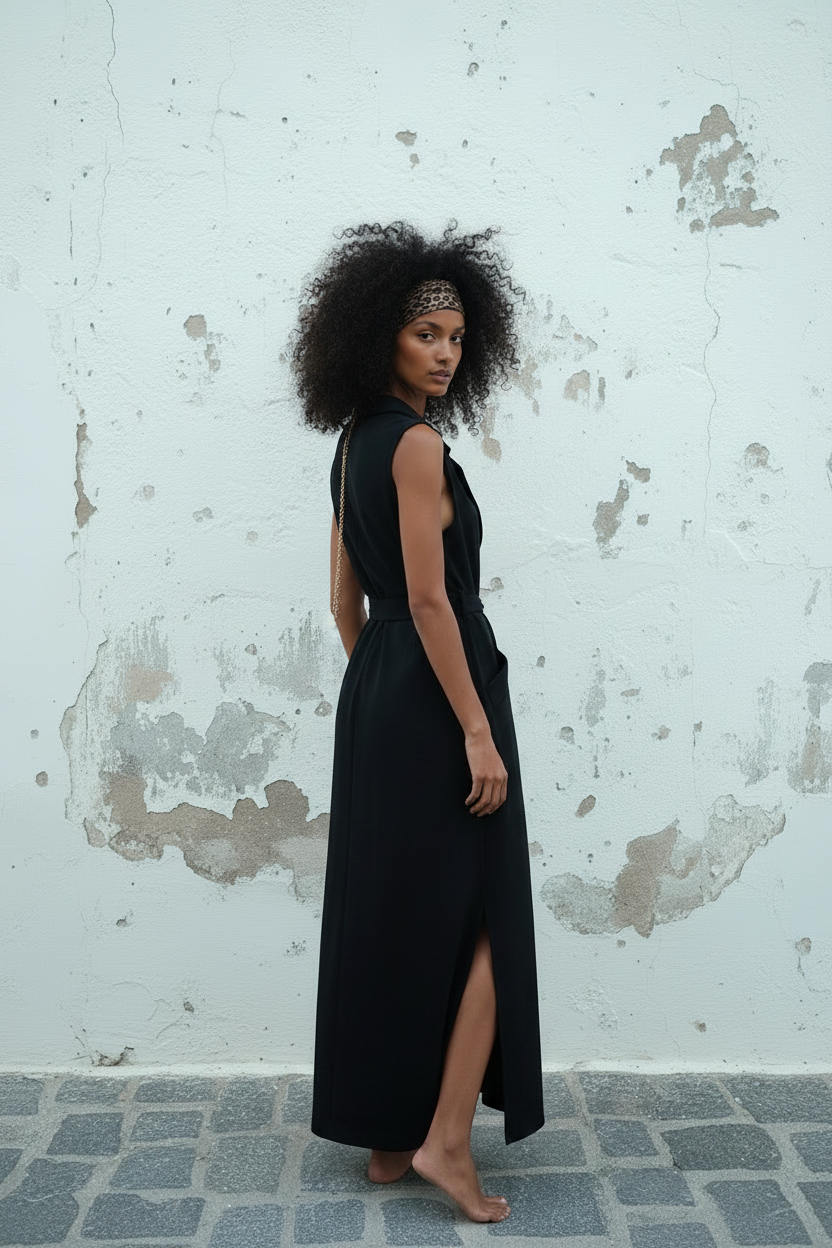 Schwarze Long Weste – LACLARA mediterrane Mode