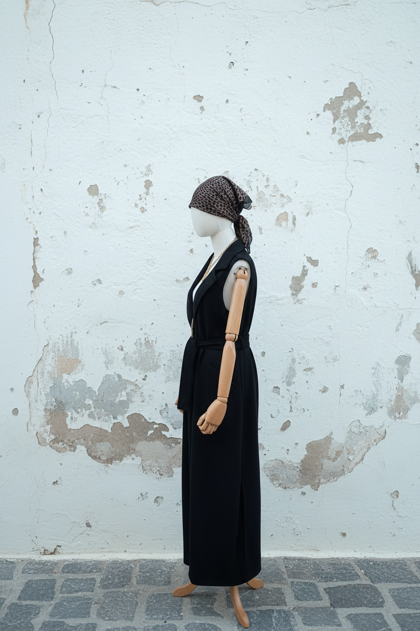 Schwarze Long Weste – LACLARA mediterrane Mode