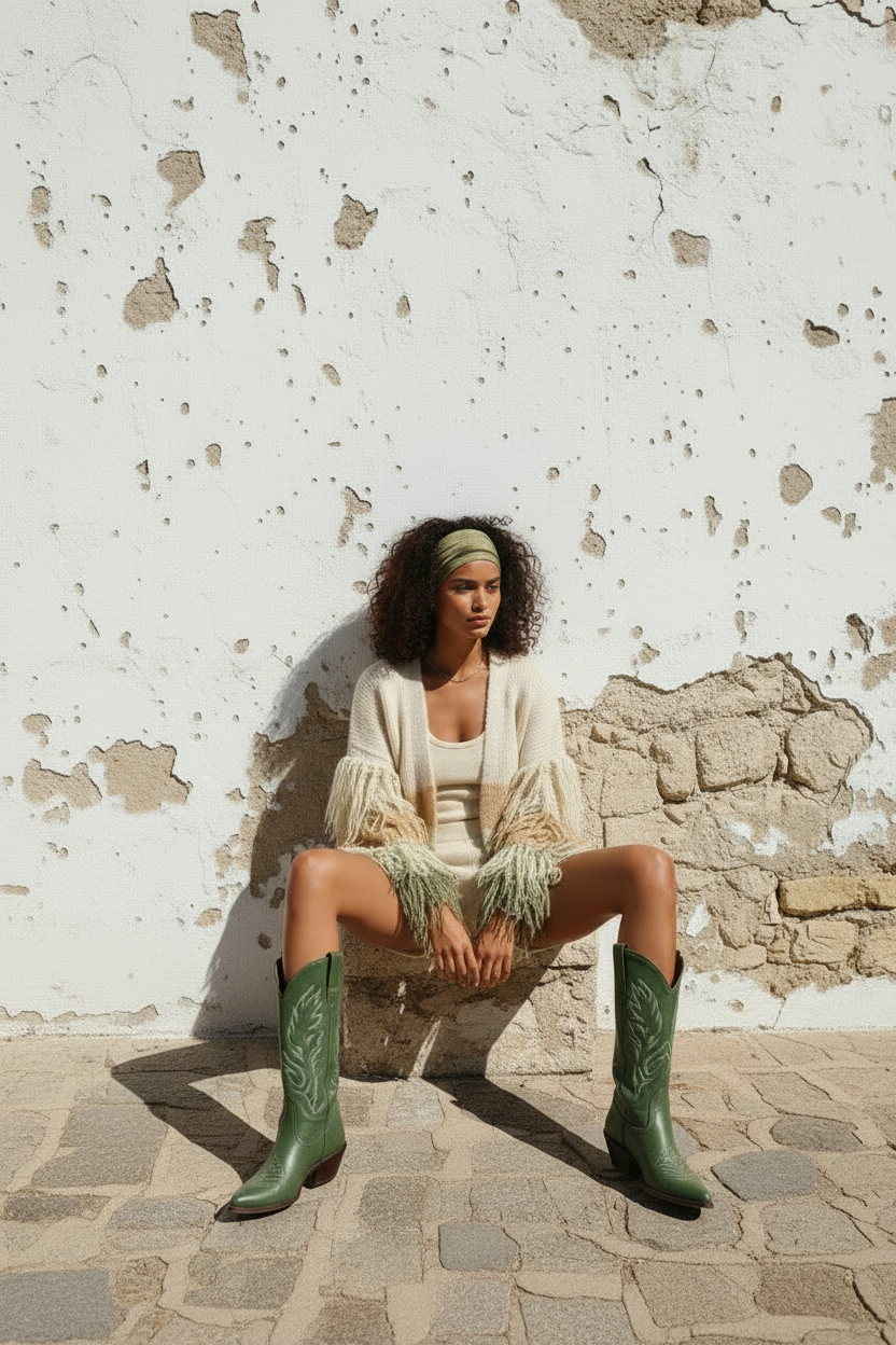 Boho Strickjacke mit Fransen