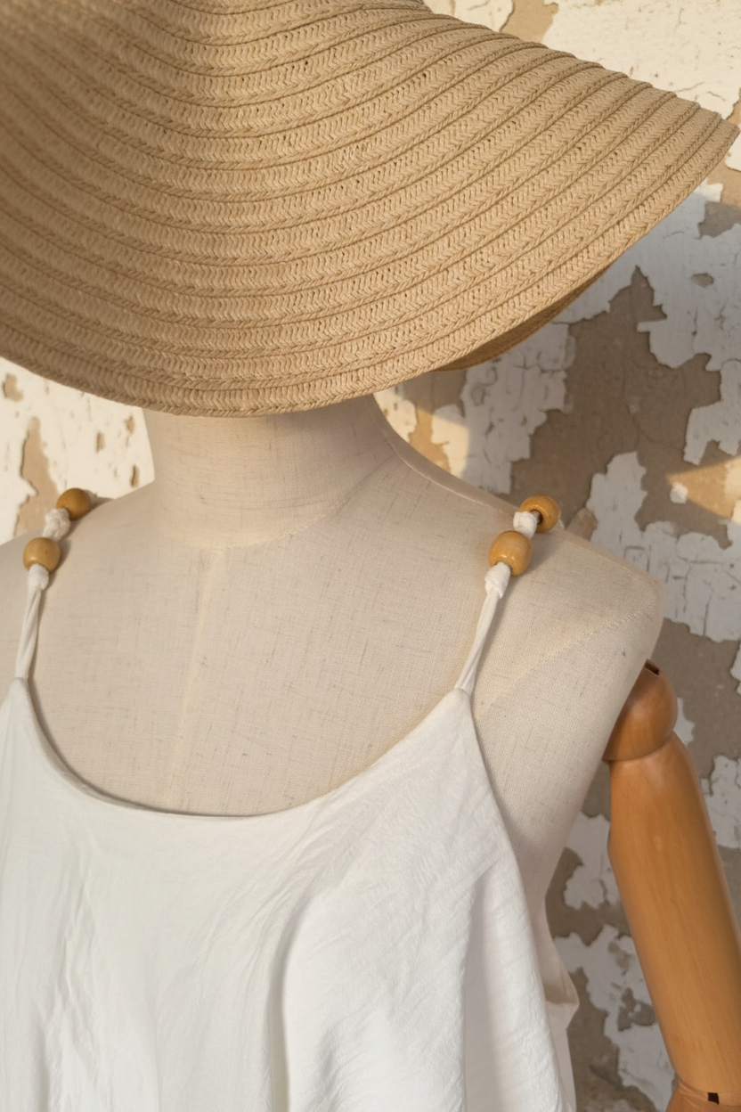 Sommer Top Sunday Mood – Nahaufnahme Träger Holzperlen