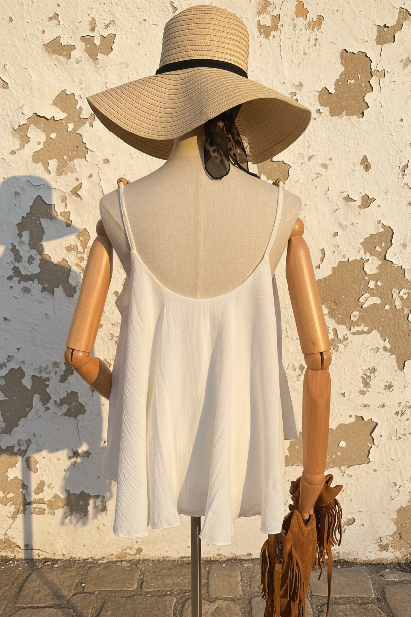 Sommer Top Sunday Mood – Mannequin Rückansicht Hintergrund