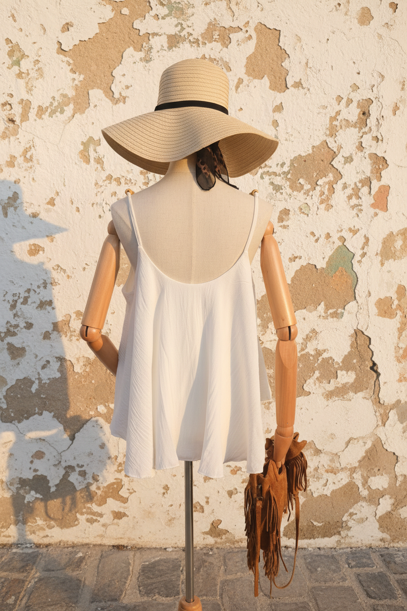 Sommer Top Sunday Mood – Mannequin Rückansicht mediterrane Wand