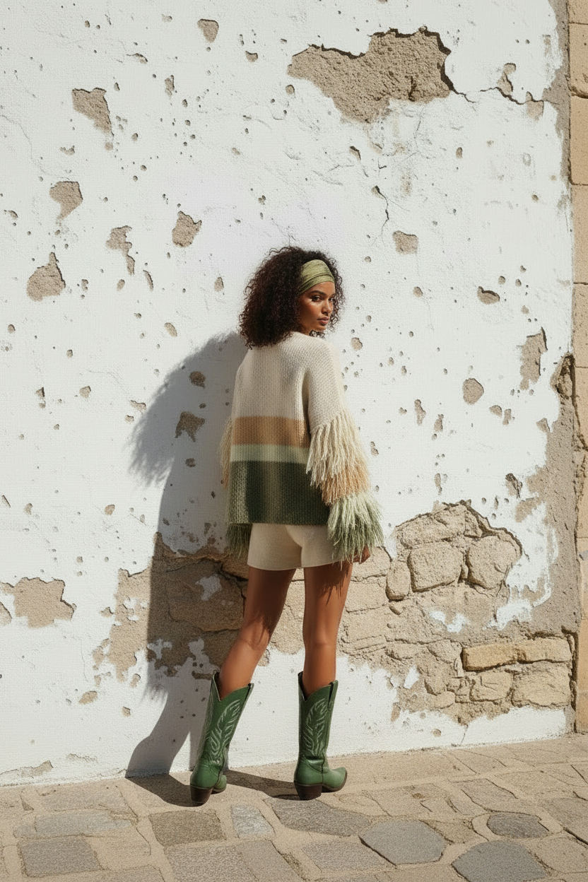 Boho Strickjacke – Von hinten