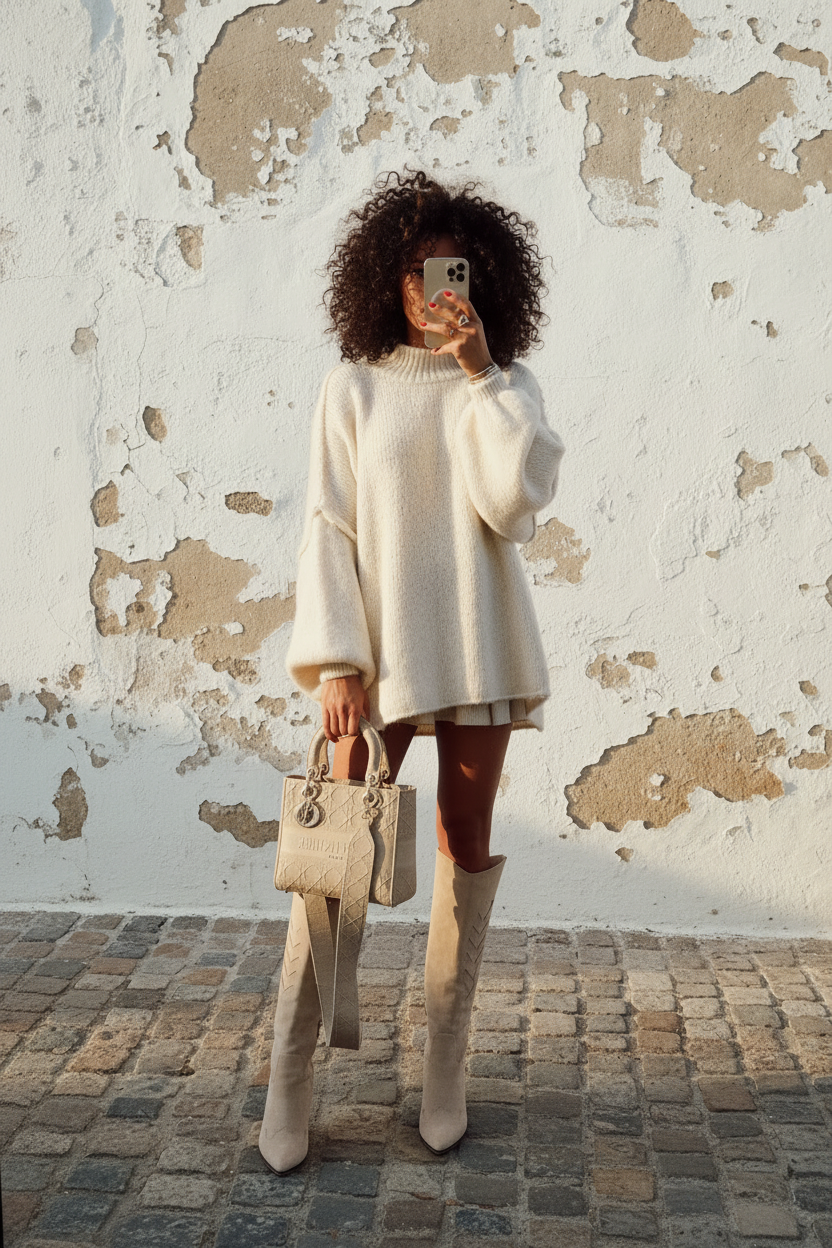 Kuscheliger Oversized Wollpullover Creme – Candid Locken